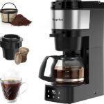 Morpilot 2-Way Coffee Maker, Compatible with K-Cup Pods or Grounds, Compact Drip