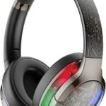 Headphones Over Ear with RGB Light, Foldable Lightweight Wireless Over Ear Headphone Bluetooth 6.0, 65H Playtime, Comfortabl