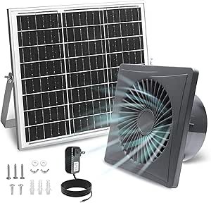 Read more about the article Solar Exhaust Fan, 25W Solar Panel + 8″ Ventilation Vent Fan, with Power Adapter, Anti-backflow Valve, High Speed Sol