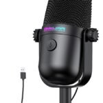 Gaming Microphone with Noise Cancellation & Mute Button, USB Condenser Mic for Streaming/Recording, Ultra-