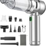 Car Vacuum Portable Cordless, Handheld Vacuum Cordless with 35000PA Suction, 140000RPM, 6800mAh Battery, 10 Nozzles, Rubbe