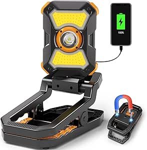 Read more about the article W3 Rechargeable Work Light with Clamp, 2100 Lumens, 4000mAh 10Hours LED Work Light with Magnet Base, 7 Modes, 360° Rotation, IPX4 Waterproof for Job Site, Worksh