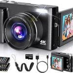 4K Digital Camera for Photography Autofocus, 2026 Latest 48MP Vlogging Camera for YouTube with SD Card, 2 Batteries, 3″ 18