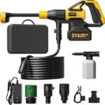 Cordless Portable Washer, Battery Operated Car Washer with 21V Battery & Charger, 990 PSI, 6-in-1 Nozzle, Foam
