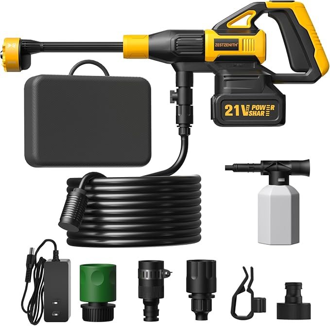 You are currently viewing Cordless Portable Washer, Battery Operated Car Washer with 21V Battery & Charger, 990 PSI, 6-in-1 Nozzle, Foam