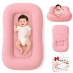 Baby Lounger for Newborns 0-24 Months, Soft Breathable Cotton Infant Support Cushion for Tummy Time & Play, Portable Infant L