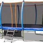 Rectangle Trampoline Outdoor for Kids and Adults, ASTM Compliant 8×14 FT, 10×16 FT Trampoline with Enclosure and Ladder, 1760LBS Capacity Anti-Rust Coated Frame for Backyard, Blue/