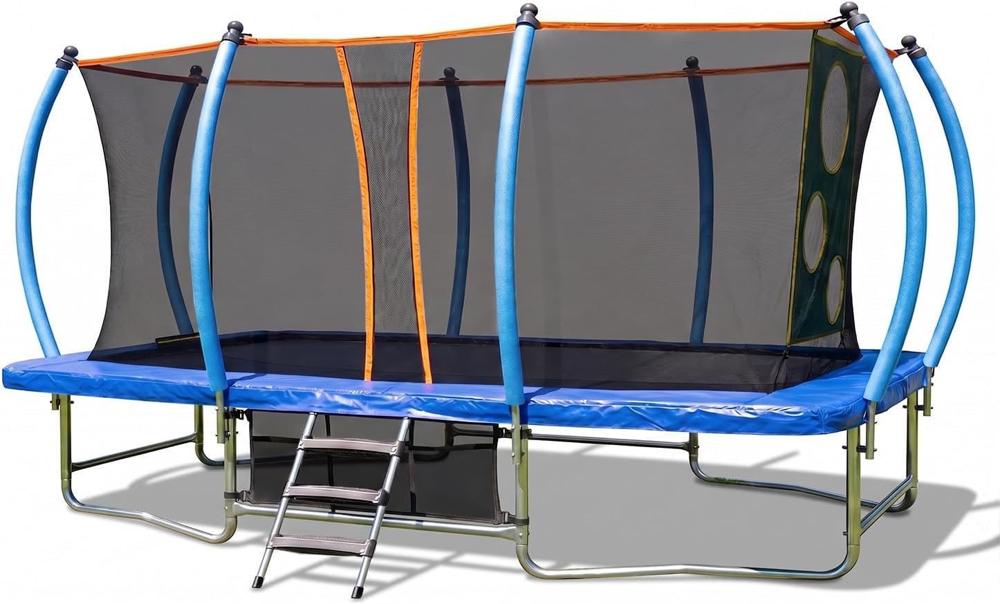 You are currently viewing Rectangle Trampoline Outdoor for Kids and Adults, ASTM Compliant 8×14 FT, 10×16 FT Trampoline with Enclosure and Ladder, 1760LBS Capacity Anti-Rust Coated Frame for Backyard, Blue/