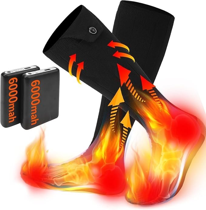 Read more about the article Electric Heated Socks for Men Women with 5V 5000mah Battery Foot Warmer 360° Toe Heating Electric Socks with 4 Levels Heat Settings Suitable for Outdoor Skiing, Winter Camping, Hiking