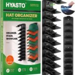 Hat Organizer 36 Baseball Caps Rack Holder 2 Pack Wall Mount Storage | Closet,door,or wall storage – adjustable clips hold 36 caps securely, adhesive or screw mount, Black, space-saving design