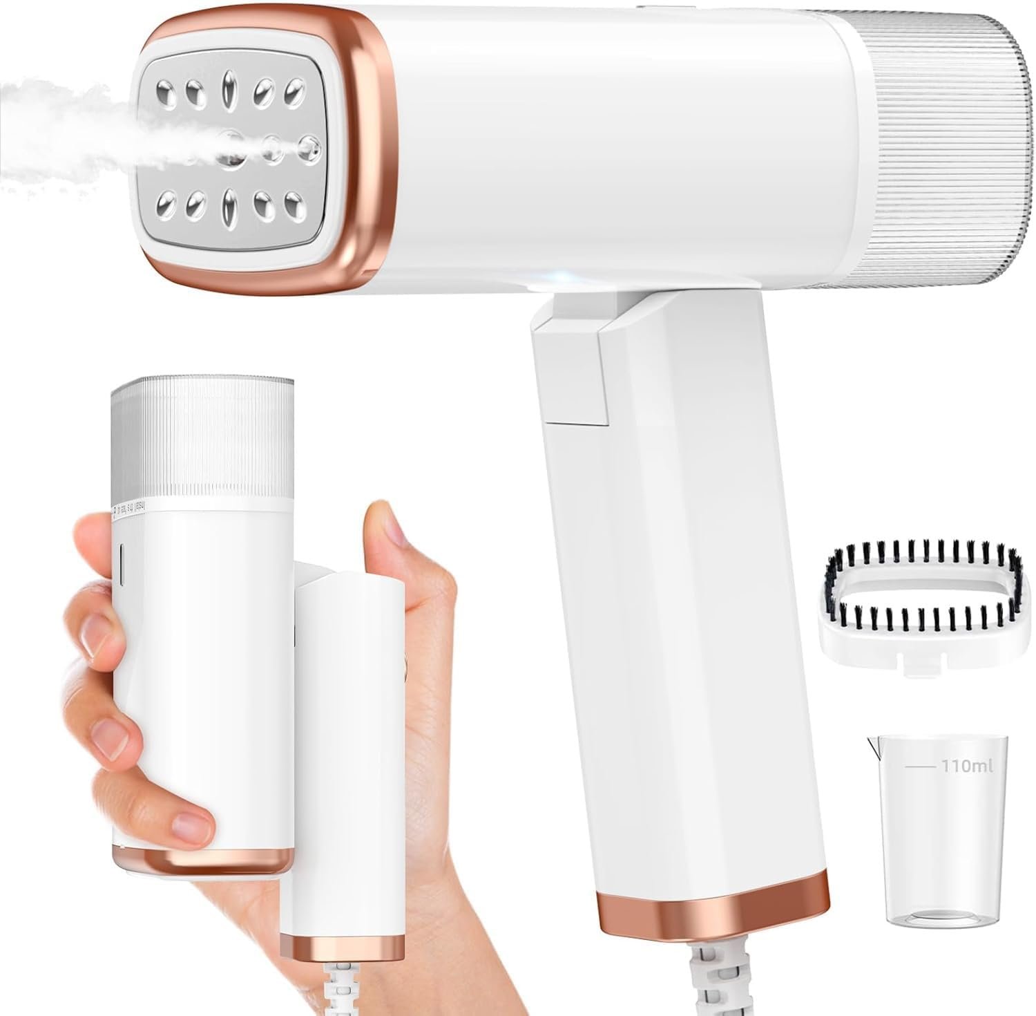 Read more about the article Portable Clothes Steamer, Foldable Handheld Garment Steamer for Home, Office & Travel, 20s Fast Heat-Up Wrinkle Remover with Brush, Detachable 120ml Water Tank & Anti-Leak Design